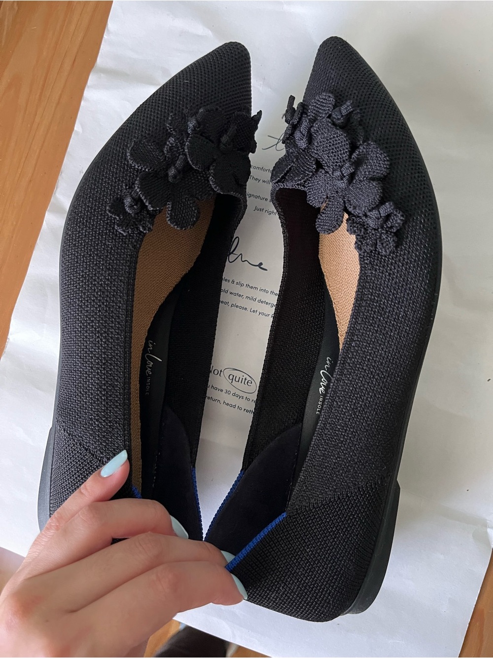 Rothy’s Black Flower Pointe Flats - Picture 8 of 12